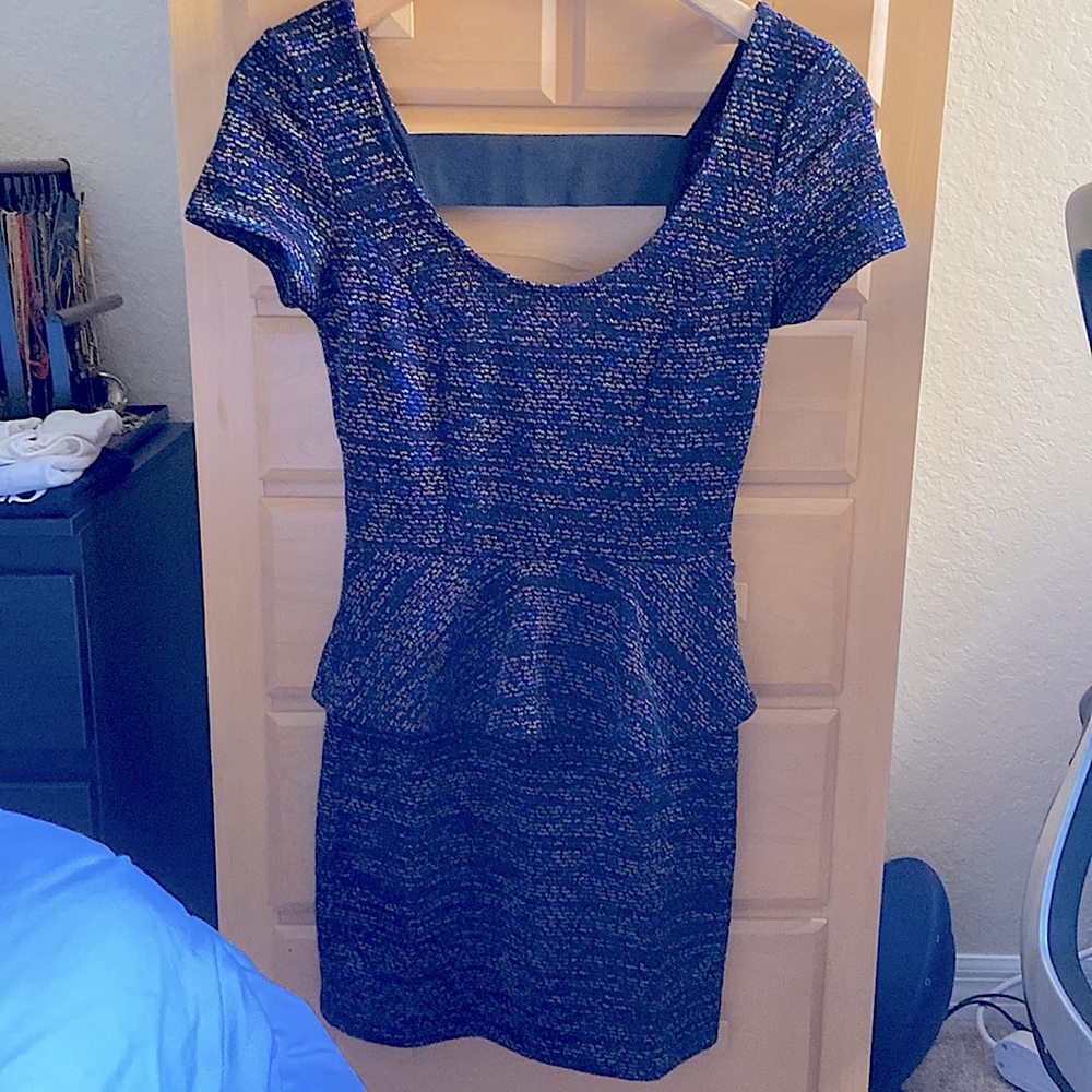 Tweed Backless Peplum Mini Dress - Picture 8 of 9